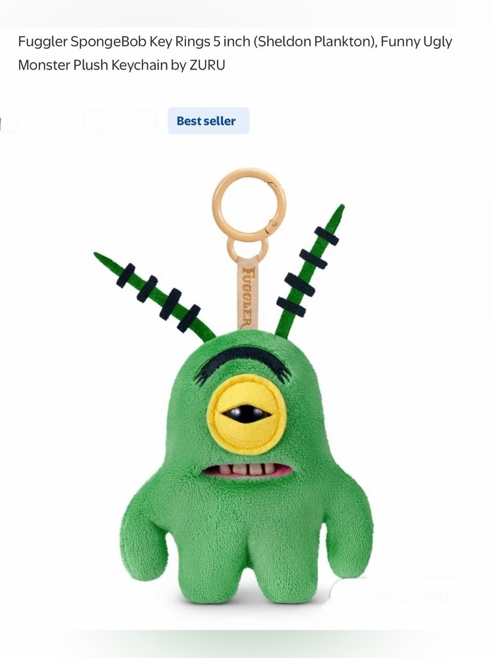 *new* Fuggler SpongeBob Key Rings 5 inch Sheldon Plankton